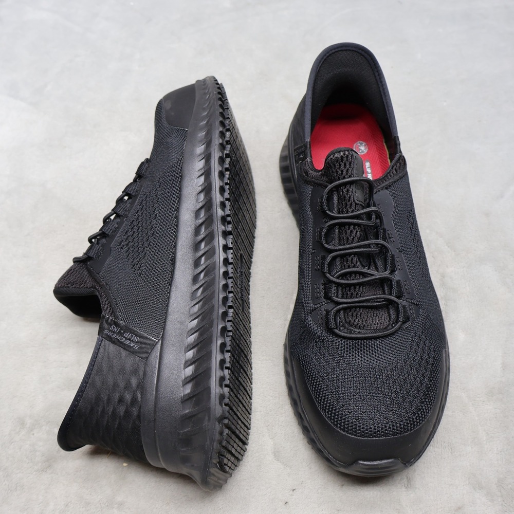 Skechers‎ Men 8 Work Shoes Black Tilido Fletchit Safety Toe Slip On Resistant